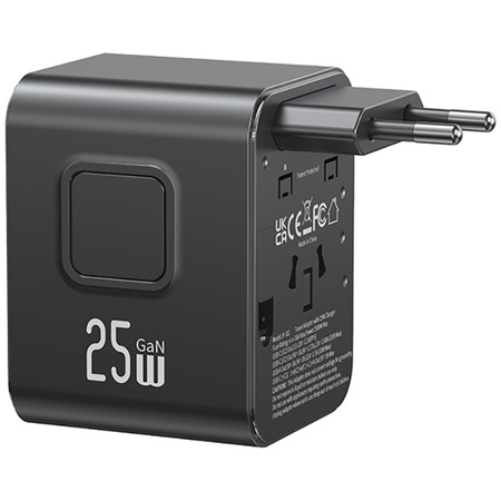 Ładowarka sieciowa USAMS Travel Adapter  CC309 2xUSB-C 25W 4w1 US/AU/EU/UK czarny