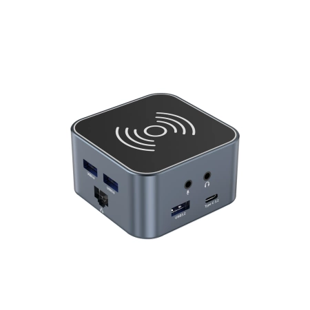 Hub USB-C 12 in 1 Wozinsky WHBC09Y8S multifunktional, mit kabelloser Ladefunktion, Aluminium, mit 15 cm Kabel - grau