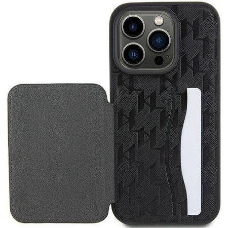 Karl Lagerfeld nakładka do iPhone 15 Pro Max 6,7&quot; KLHCP15XSAKCNSCK czarna hardcase Saffiano Cardslots and Stand Monogram Choupette