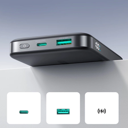 Powerbank Joyroom JR-PBM12 10000mAh 22.5W Qi2, kompatybilny z MagSafe, z podstawką w kształcie pierścienia - czarny