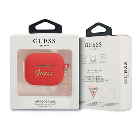 Original Case APPLE AIRPODS 3 Guess Silicone Charm Heart Collection (GUA3LSCHSR) red