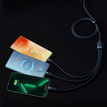 Baseus Flash Series II USB Typ C / USB Typ A Kabel - USB Typ C / Lightning / Micro USB 100 W 1,5 m blau (CASS030203)