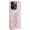 Karl Lagerfeld 3D Rubber Glitter Logo Hülle für iPhone 15 Pro – Rosa