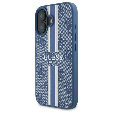 Original Case IPHONE 16 Guess Hardcase 4G Printed Stripes MagSafe (GUHMP16SP4RPSB) blue