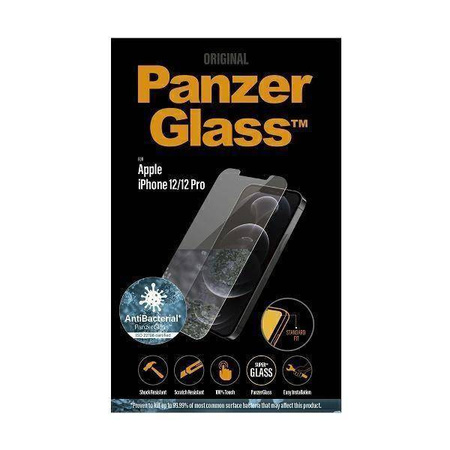 Szkło Hartowane IPHONE 12 / 12 PRO PanzerGlass Standard Super+ Antibacterial