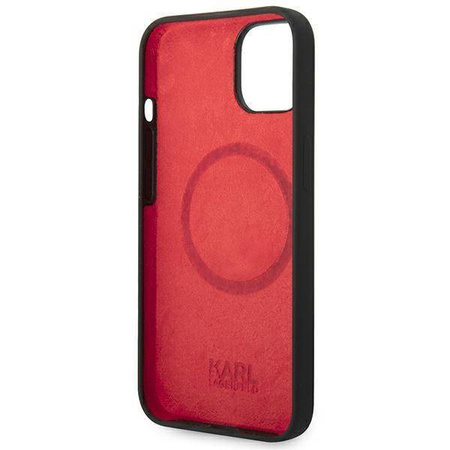 Original Case IPHONE 14 PLUS Karl Lagerfeld Hardcase Silicone Plaque Magsafe black