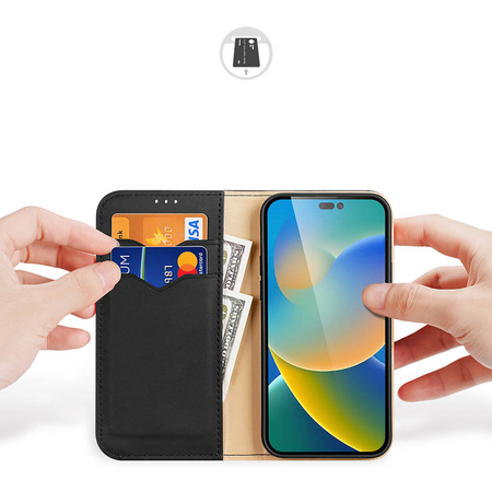 Dux Ducis Hivo echt Leder booktype case schutzhülle aufklappbare hülle für iPhone 14 Pro Max schwarz