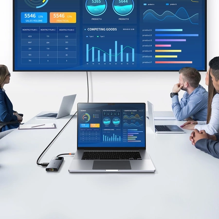 USB-HUB 6in1 Baseus Metal Gleam Series II USB-A/USB-C/USB-C PD/HDMI/RJ45/SD/TF – schwarz