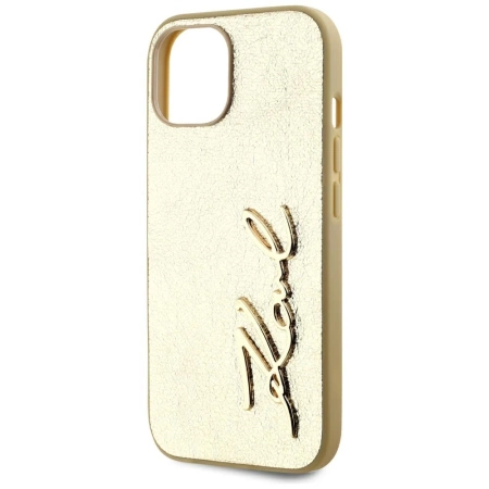 Karl Lagerfeld Wrinkled Metal Signature iPhone 15 Hülle - Gold