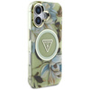 Schutzhülle IPHONE 16 Guess Glitter Flowers Triangle Buttons MagSafe grün