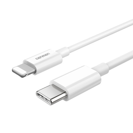 DENMEN KABEL USB PD TYP-C - LIGHTNING 20W 3,6A WZMACNINANY BIAŁY 2M D65