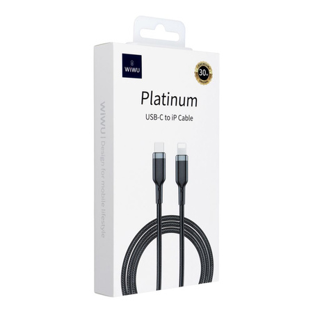 WiWU - Kabel USB serii Platinum Wi-C013 USB C do Lightning 30W 1,2m - czarny