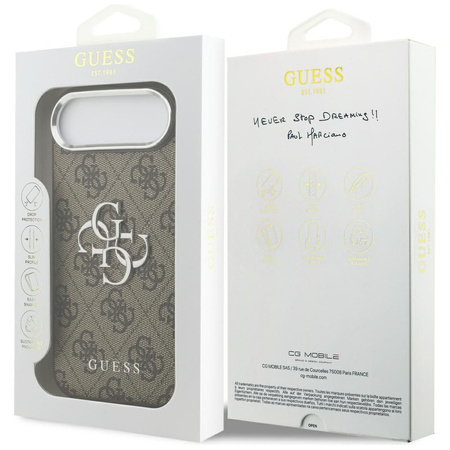GUESS futerał do IPHONE 17 Air GUHCP17MP4G4SMCW (4G PU Leather Case with Big 4G AND Classic Logo and Silver Metal Camera Frame) brązowy