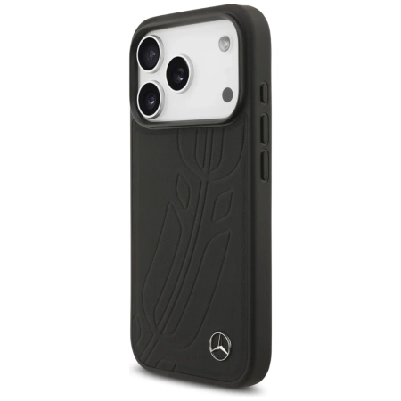 Mercedes Leder Large Laurel Leave MagSafe Case für iPhone 17 Pro - Schwarz
