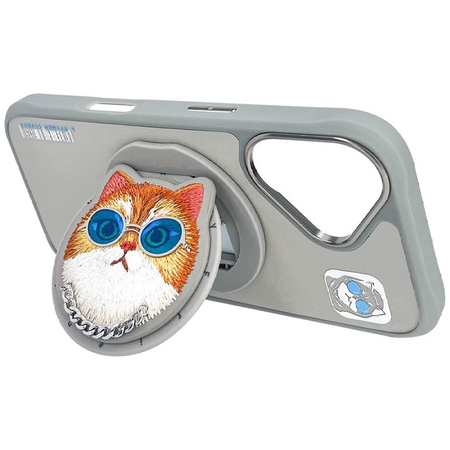 Etui Nimmy Glasses Cool Cat MagSafe do    iPhone 16 szary