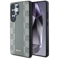 DKNY Leather Checkered Pattern MagSafe Case for Samsung Galaxy S25 Ultra - Gray