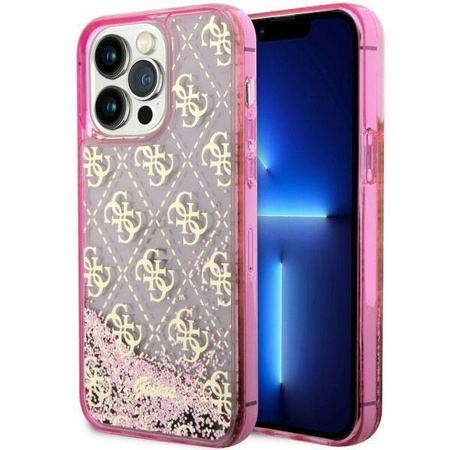 Guess GUHCP14XLC4PSGP iPhone 14 Pro Max 6.7" różowy/pink hardcase Liquid Glitter 4G Transculent