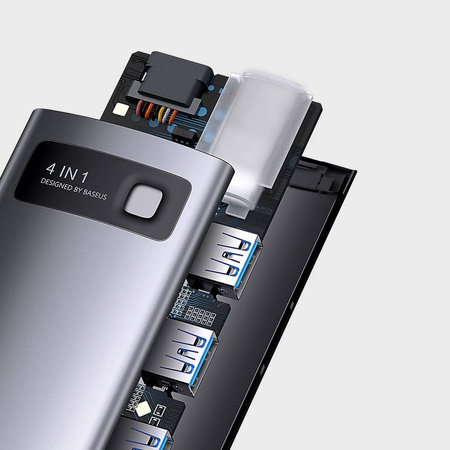 Stacja dokująca HUB Baseus Metal Gleam Series 4 w 1 USB Typ C - 4 x USB 3.2 Gen. 1 (WKWG070013)