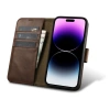 iCarer Oil Wax Wallet Case 2in1 etui iPhone 14 Pro skórzany pokrowiec z klapką Anti-RFID brązowy (WMI14220722-BN)