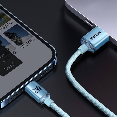 Baseus Crystal Shine Series USB cable - Lightning 2,4A 20W 2m blue (CAJY001203)