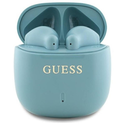 Guess Printed Classic Logo - Słuchawki Bluetooth TWS + etui ładujące (turkusowy)