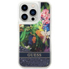 Etui IPHONE 14 PRO Guess Hardcase Flower Liquid Glitter niebieskie