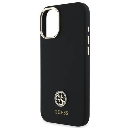 Original Case IPHONE 16 Guess Hardcase Silicone Logo Strass 4G (GUHCP16SM4DGPK) black