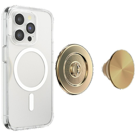 Uchwyt i podstawka do telefonu Popsockets Round Radial Gold Aluminum MagSafe złoty 807259