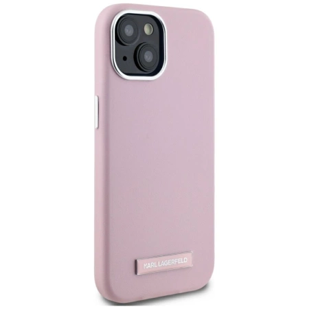 Karl Lagerfeld FW Metal Plate MagSafe iPhone 15 Case - Pink