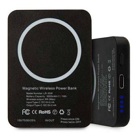 Karl Lagerfeld Powerbank indukcyjny 3000mAh MagSafe czarny (KLPBMSOIBK)