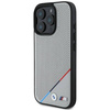 Original Handyhülle IPHONE 16 PRO BMW Hardcase M Perforated Tricolor Line MagSafe (BMHMP16L23PUPDG) grau