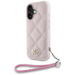 Original Case IPHONE 16 Karl Lagerfeld Quilted Initial Logo & Chain Strap pink