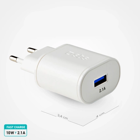 SBS TETR1USB2AWFAST 10W USB-A Wall Charger - White