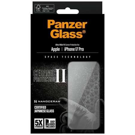 PanzerGlass Ceramic II Ultra-Wide Fit EasyAligner für iPhone 17 Pro