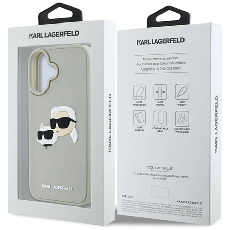 Case IPHONE 16 Karl Lagerfeld HC 3D Rubber Double Heads beige
