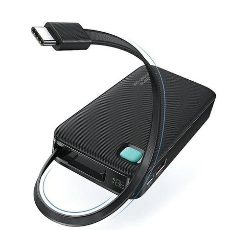 USAMS Powerbank ze zwijanym kablem USB-C Retractable 10000 mAh PD 20W Fast Charge XY Series fioletowy/purple 10KCD22403 (US-CD224)