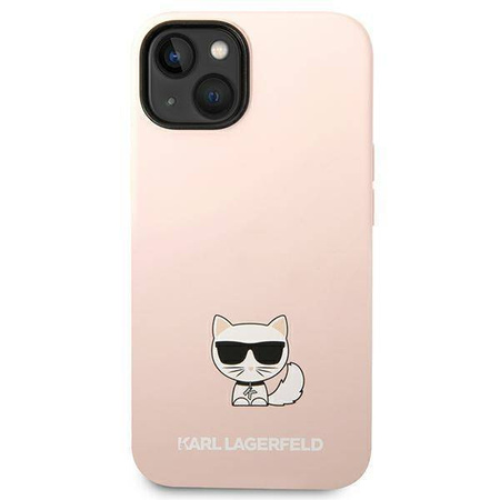 Oryginalne Etui IPHONE 14 PLUS Karl Lagerfeld Hardcase Silicone Choupette Body (KLHCP14MSLCTPI) jasny róż