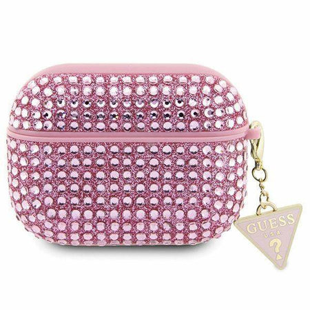 Guess GUAPHDGTPP AirPods Pro-Abdeckung rosa/rosa Strass-Dreiecksanhänger
