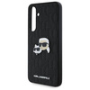 Original Handyhülle SAMSUNG GALAXY S24 FE Karl Lagerfeld Hardcase Monogram Karl&Choupette Head Pin (KLHCS24FEPGKLKCPK) schwarz