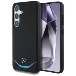 Original Handyhülle SAMSUNG GALAXY S25 Mercedes Leather Contrasted Blue Horizontal Curve MagSafe schwarz