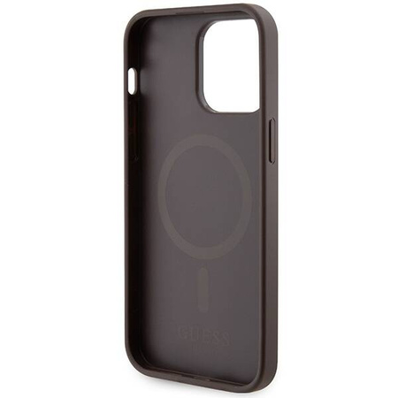 Guess 4G Printed Stripes MagSafe-Hülle für iPhone 15 Pro Max – braun