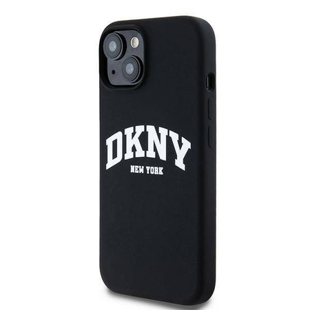 DKNY DKHMP14SSNYACH iPhone 14 / 15 / 13 6.1" czarny/black hardcase Liquid Silicone White Printed Logo MagSafe