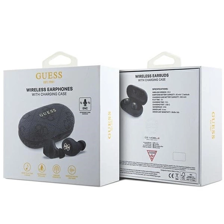 TWS Guess 4G Metall-Bluetooth-Kopfhörer mit ENC-Dockingstation – Schwarz