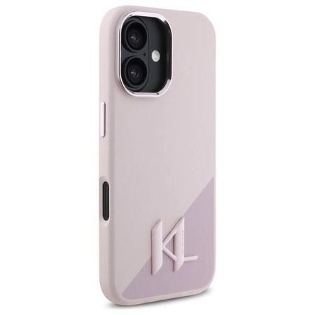 Original Case IPHONE 16 Karl Lagerfeld Hardcase Silicone Shadow Metal Initial MagSafe (KLHMP16SSCMKMPCP) pink