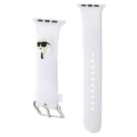 Pasek do APPLE WATCH 4 / 5 / 6 / 7 / 8 / SE (38 / 40 / 41 MM) Karl Lagerfeld Strap 3D Rubber Karl Head (KLAWMSLKNH) białe