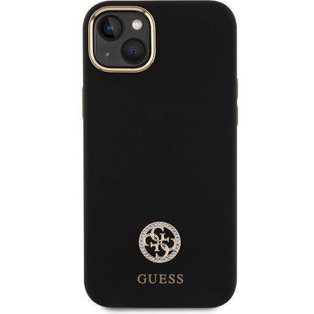 Original Handyhülle APPLE IPHONE 15 PLUS Guess Hardcase Silicone Logo Strass 4G (GUHCP15M4DGPK) schwarz