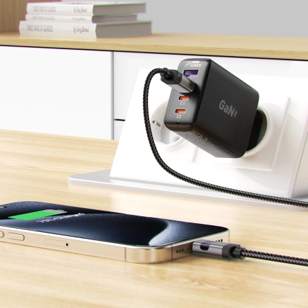 Acefast C15-04 USB-A - USB-C Kabel mit Display 480Mb/s 66W 1,2m - Schwarz