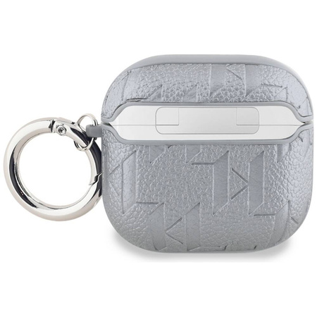 Oryginalne Etui APPLE AIRPODS 4 Karl Lagerfeld Cover Monogram Karl Head srebrne
