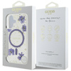 Original Case IPHONE 16 Guess Hardcase Resin Flowers Glitter MagSafe purple