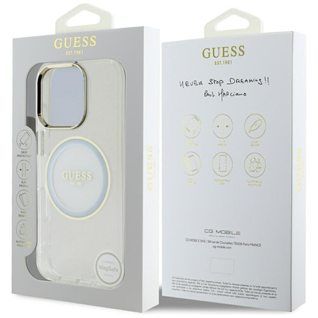 Guess IML Metal Colored Circle Classic Logo MagSafe - Etui do iPhone 16 Pro Max (biały)